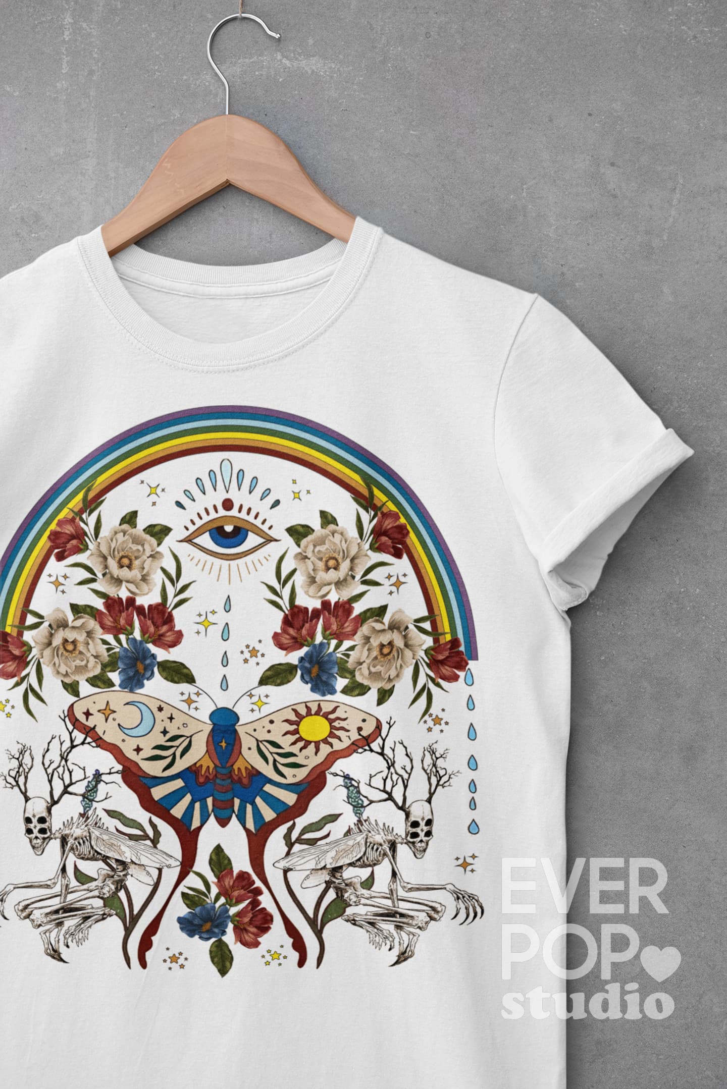 Rainbow Moth Graphic Tee Shirt, Hoodie Sweatshirt