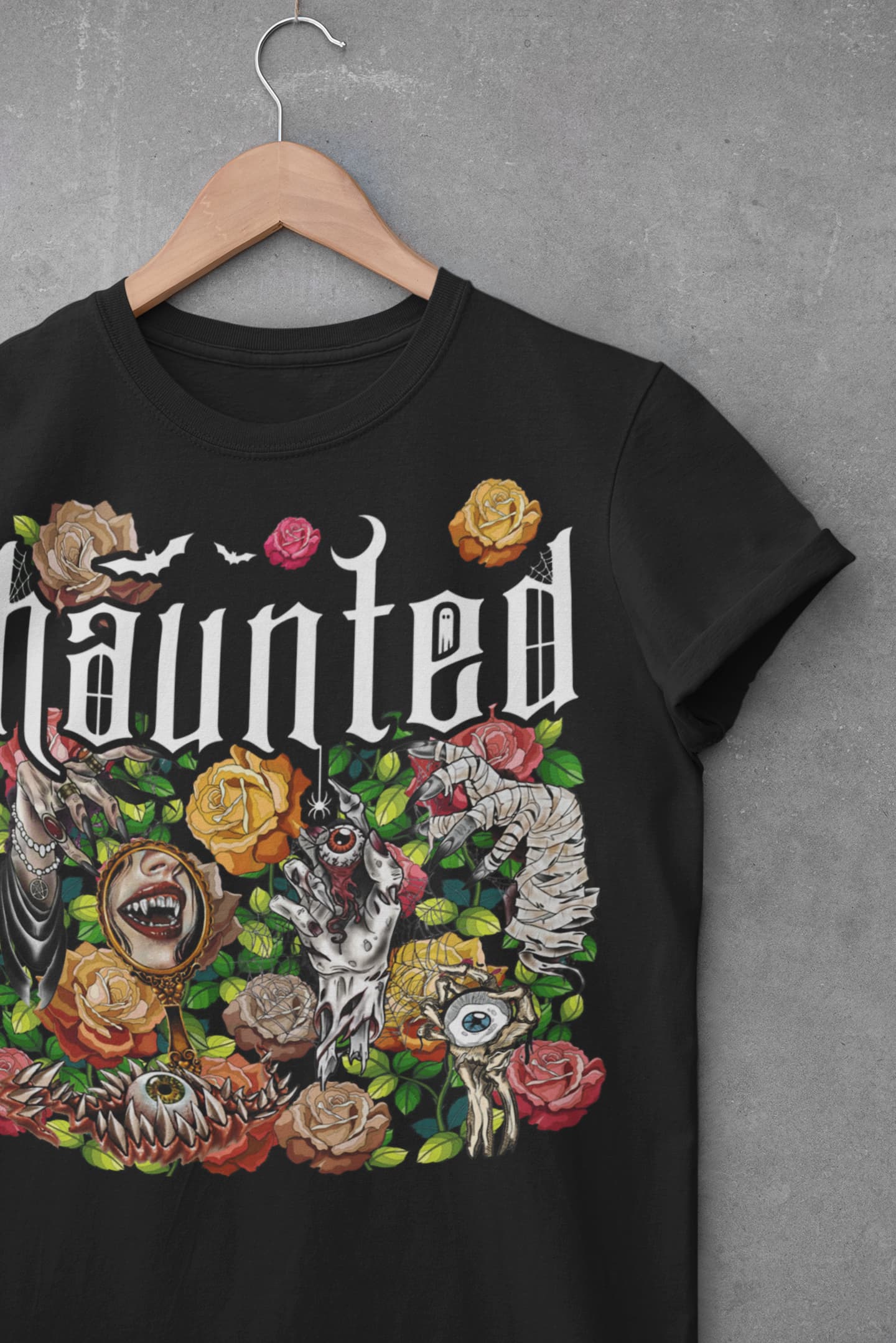 Haunted Goth Graphic Tee Shirt, Halloween Hoodie Sweatshirt