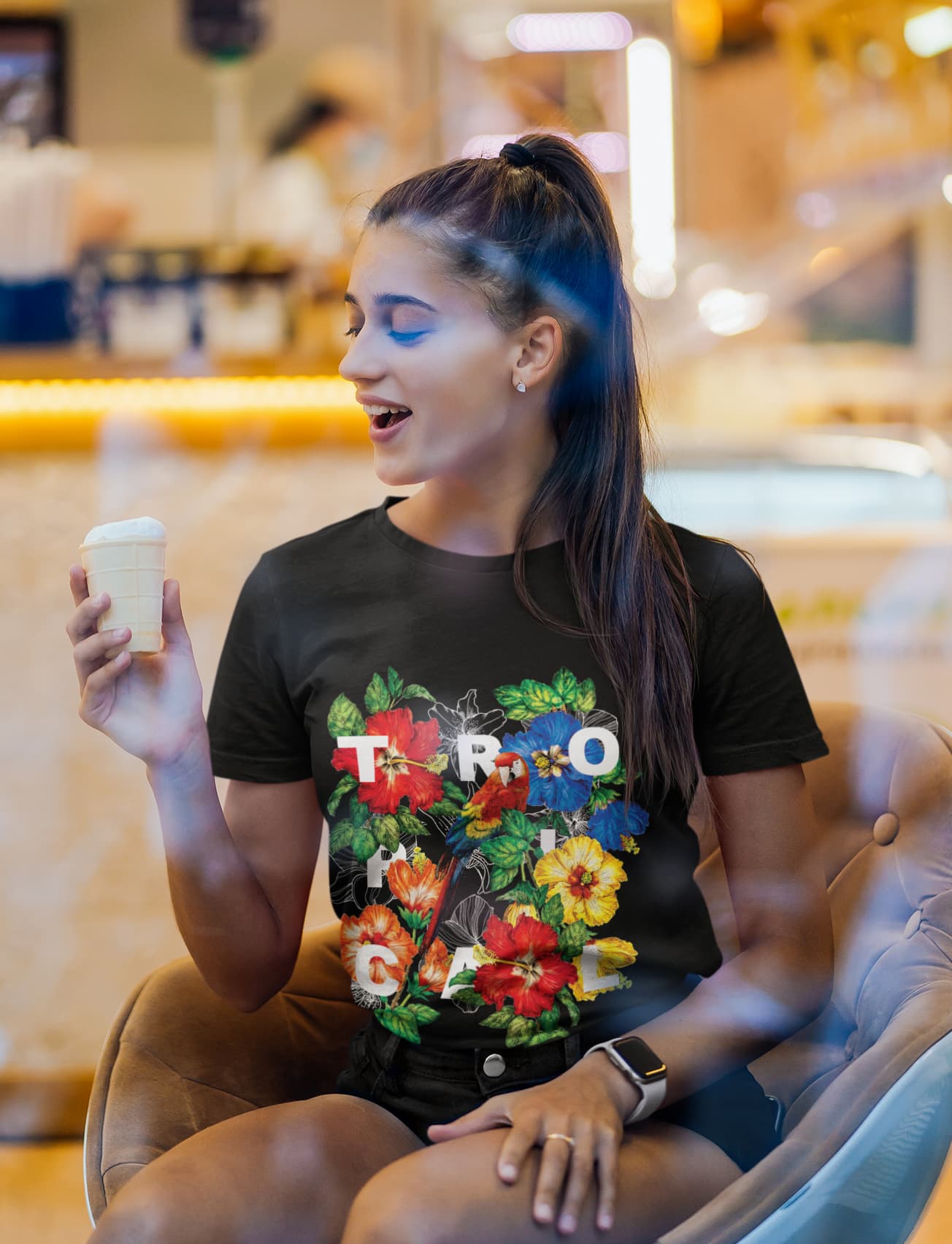 Tropical Parrot Graphic Tee Shirt, Hoodie Sweatshirt
