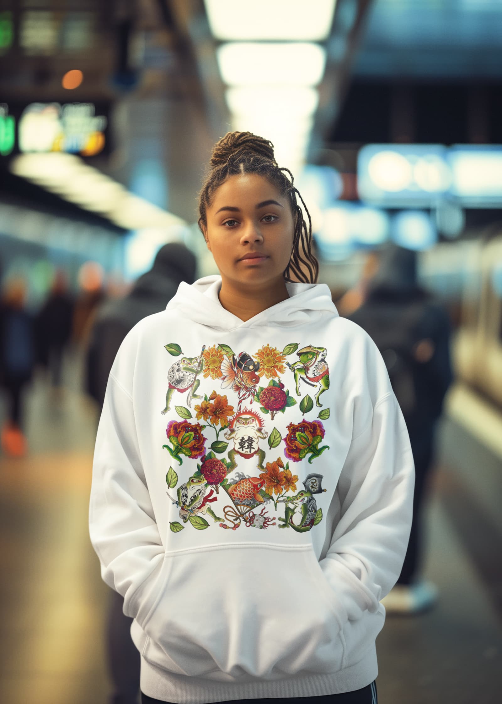 Japanese Frog Tattoo Graphic Tee Shirt, Hoodie Sweatshirt