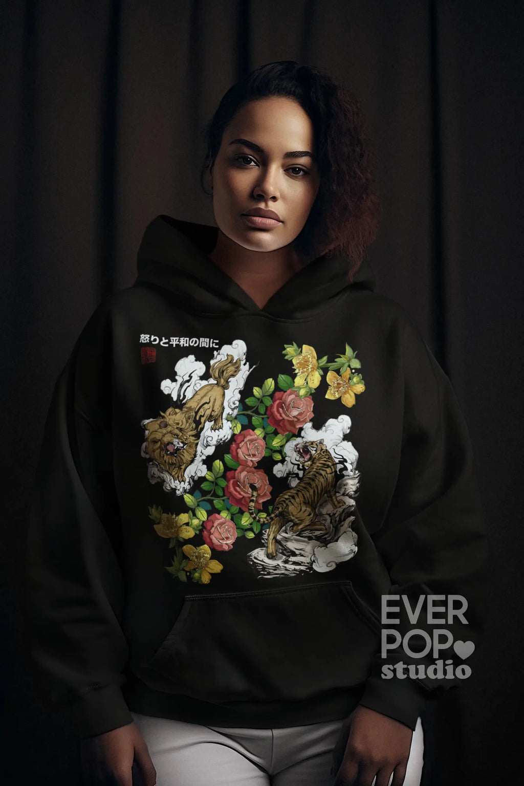 Tiger Lion Rose Graphic Tee Shirt, Hoodie Sweatshirt