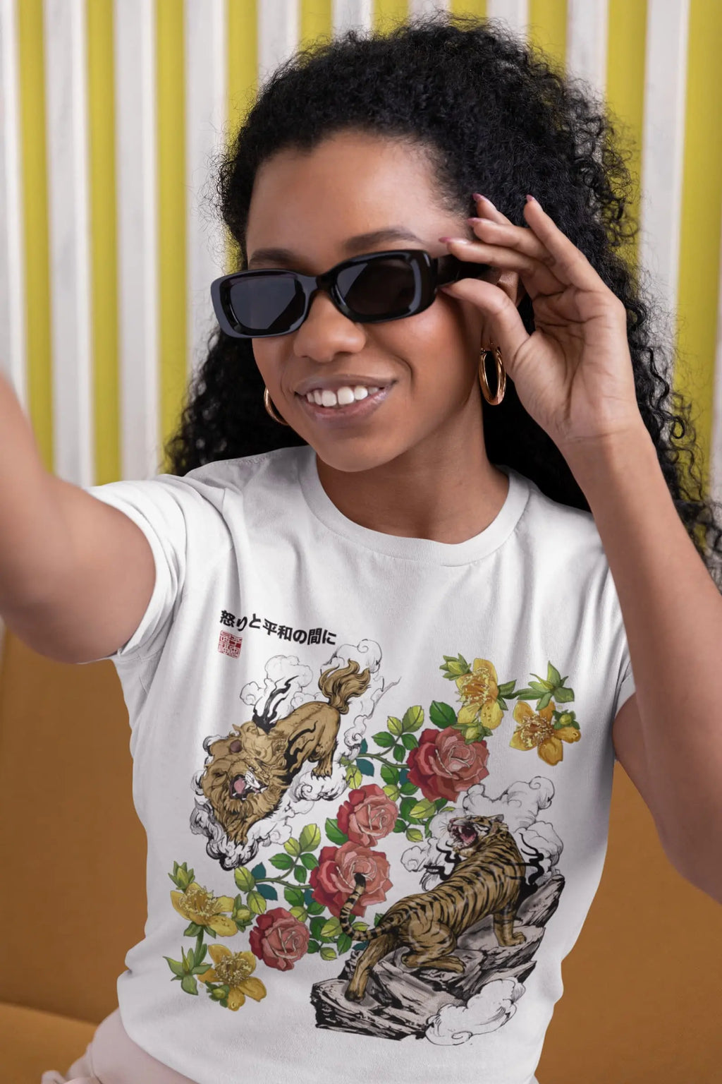 Tiger Lion Rose Graphic Tee Shirt, Hoodie Sweatshirt