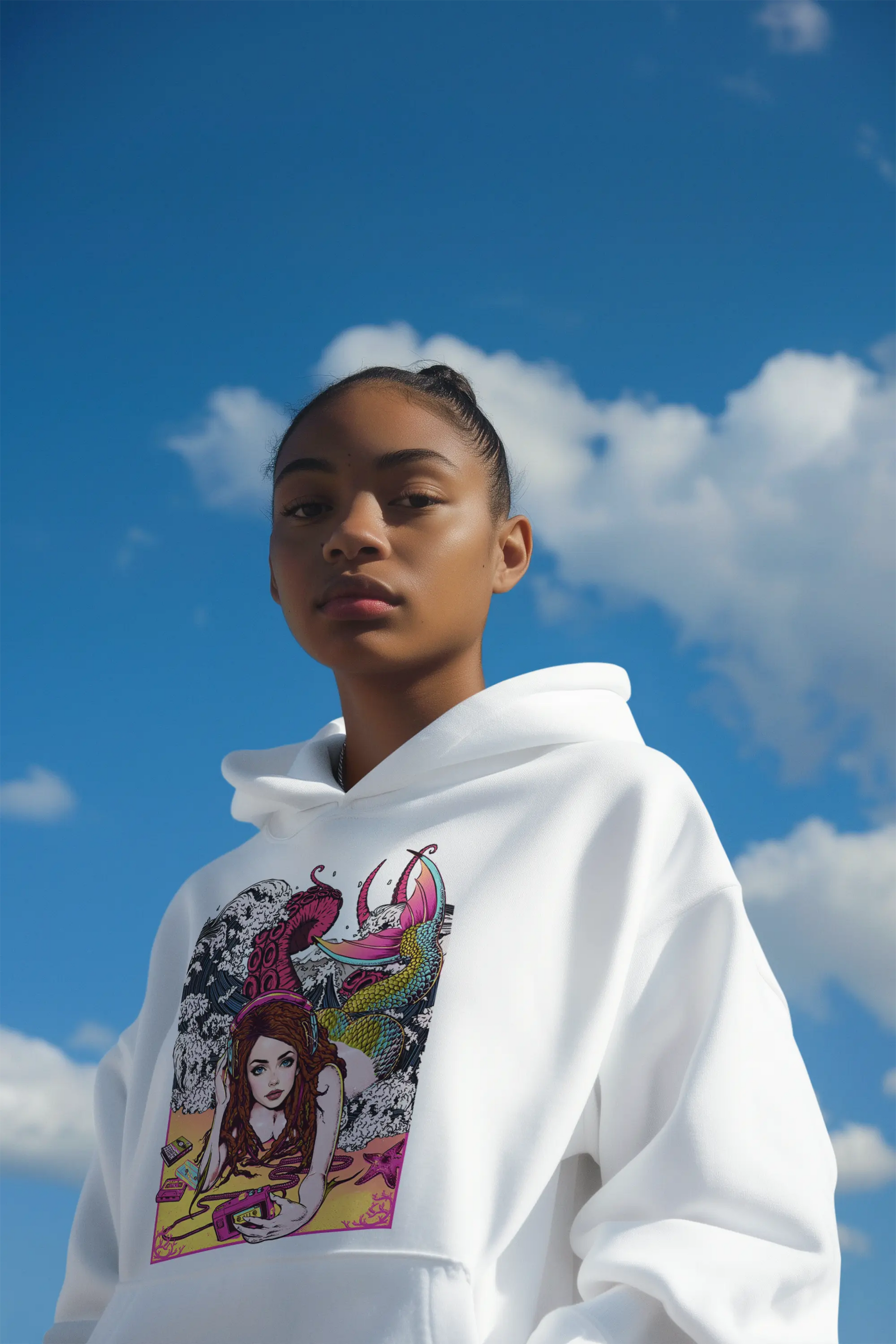 Beach Mermaid Graphic Tee Shirt, Hoodie Sweatshirt