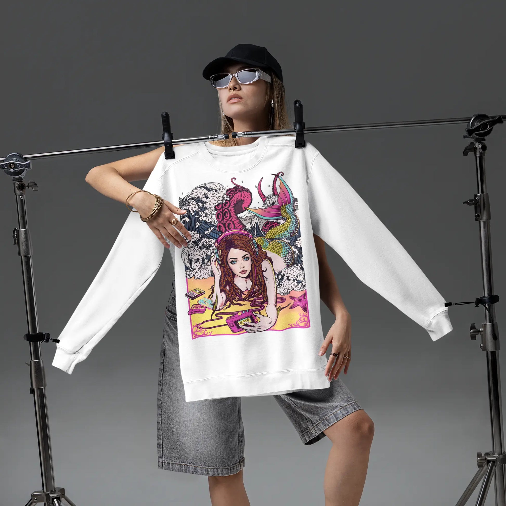 Beach Mermaid Graphic Tee Shirt, Hoodie Sweatshirt