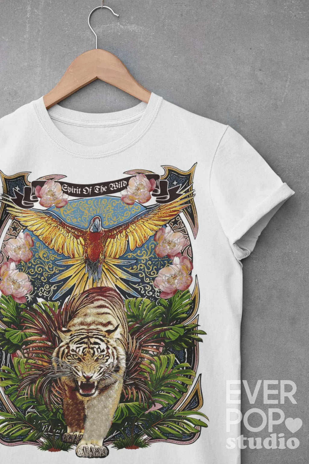 Tropical Tiger Graphic Tee Shirt, Hoodie Sweatshirt