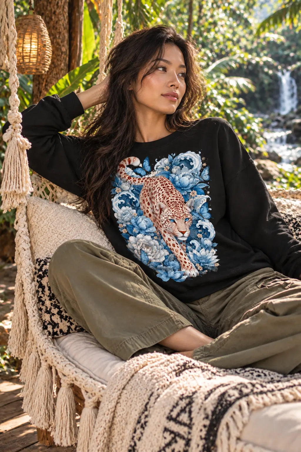 Blue Leopard Graphic Tee Shirt, Hoodie Sweatshirt