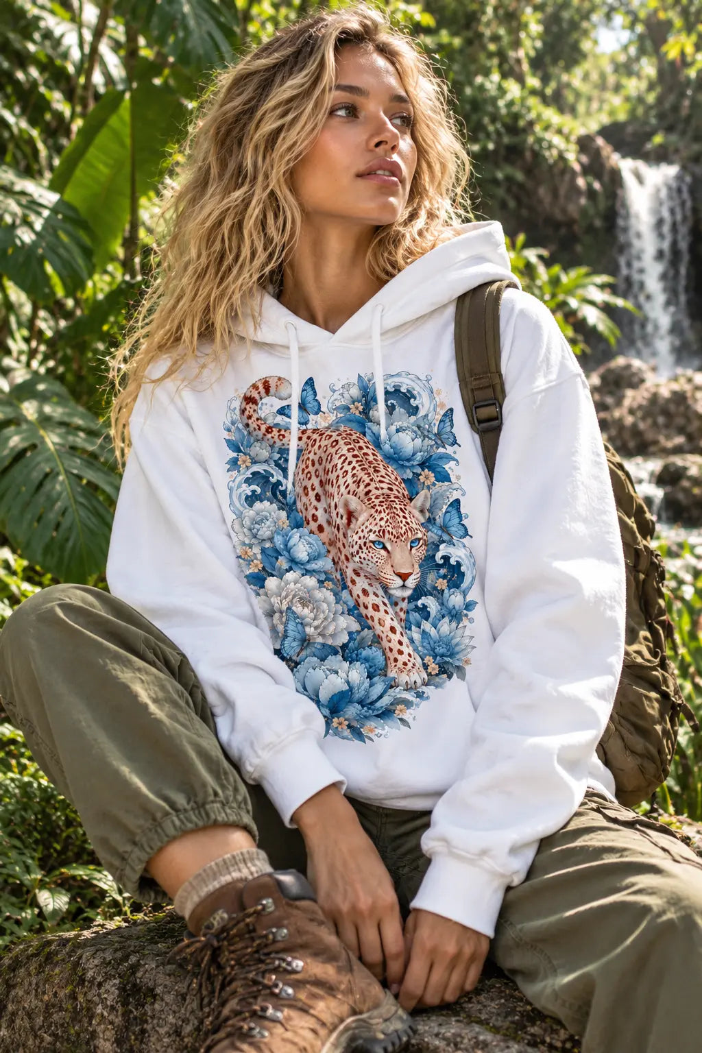 Blue Leopard Graphic Tee Shirt, Hoodie Sweatshirt