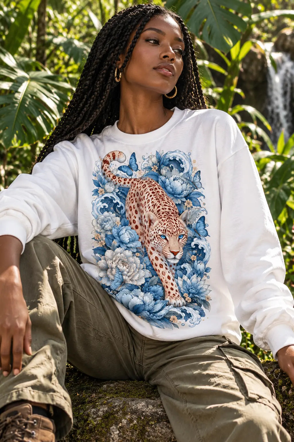 Blue Leopard Graphic Tee Shirt, Hoodie Sweatshirt