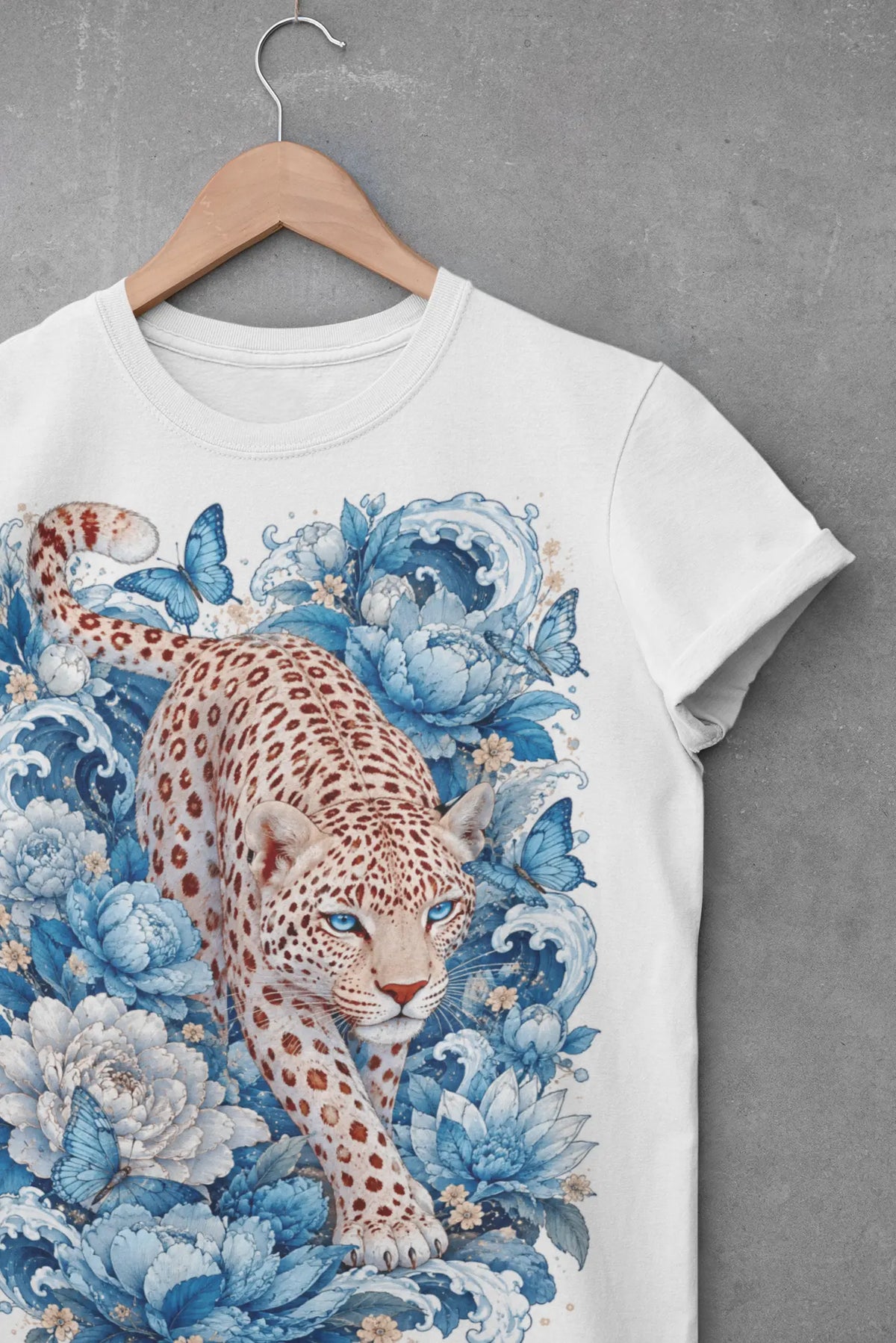 Blue Leopard Graphic Tee Shirt, Hoodie Sweatshirt