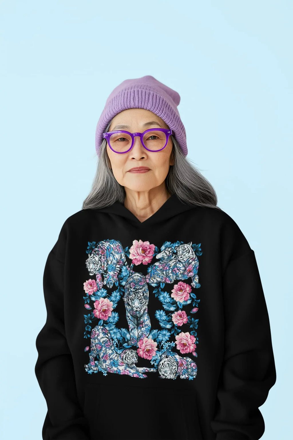 Rose Tiger Graphic Tee Shirt, Hoodie