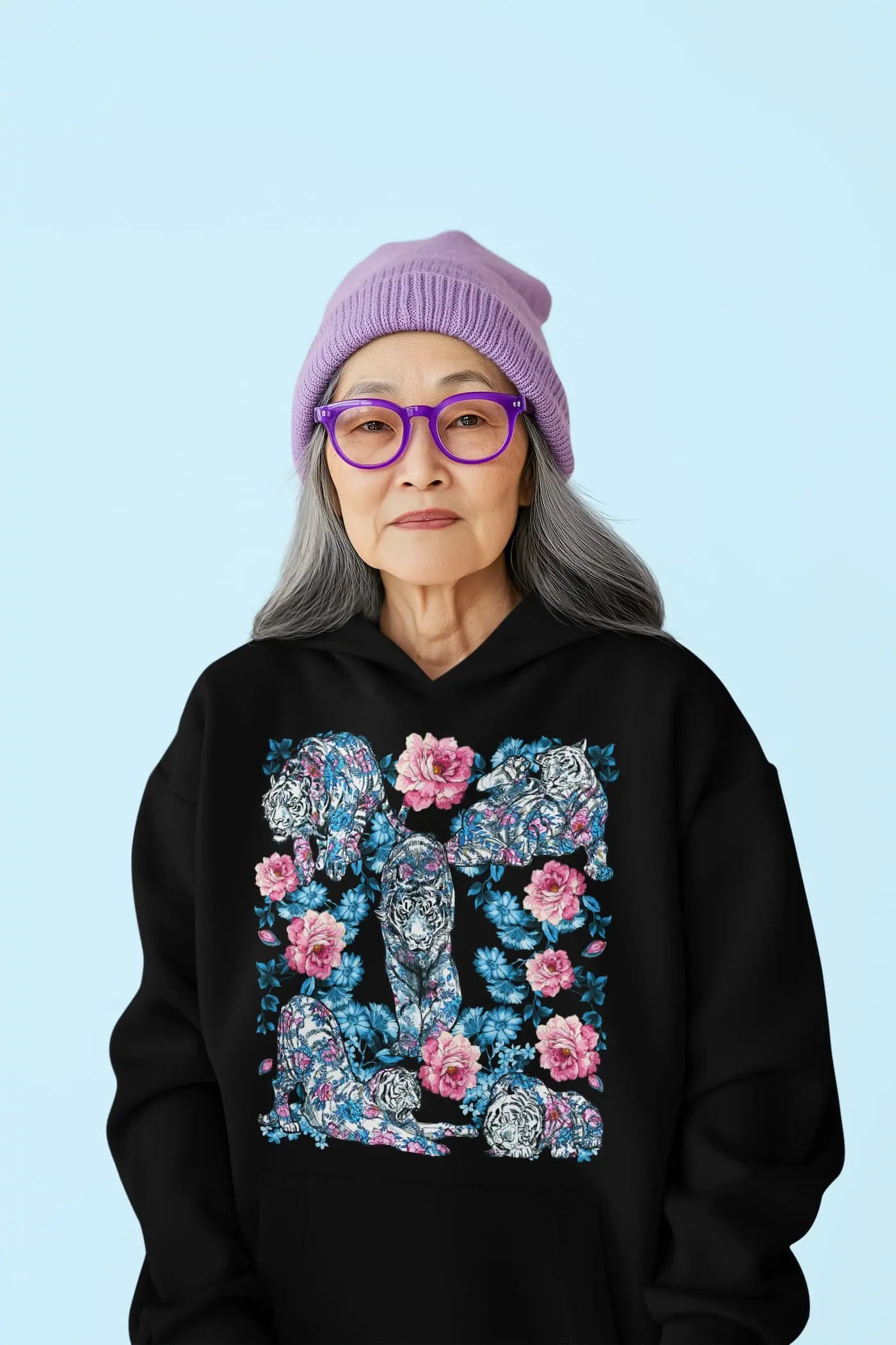 Rose Tiger Graphic Tee Shirt, Hoodie