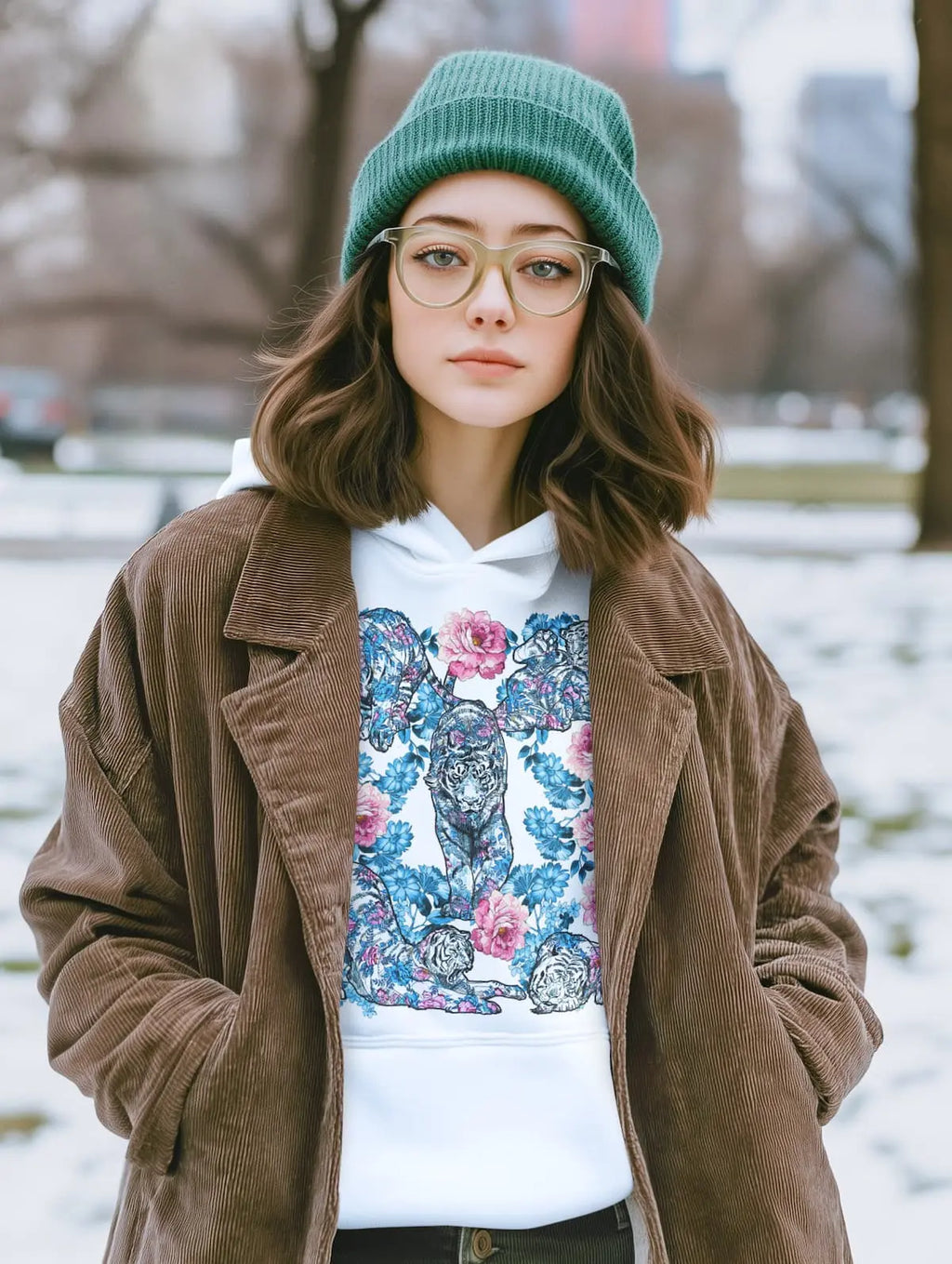 Rose Tiger Graphic Tee Shirt, Hoodie