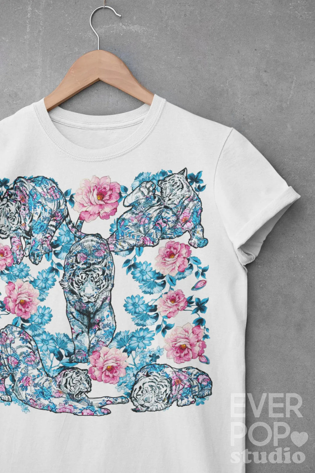 Rose Tiger Graphic Tee Shirt, Hoodie