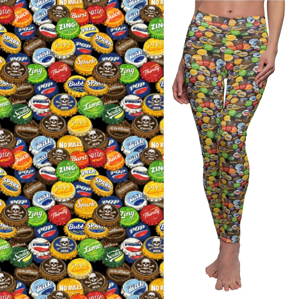 Vintage Bottle Cap Leggings: Gothic Yoga Pants, Gym Workout Clothes