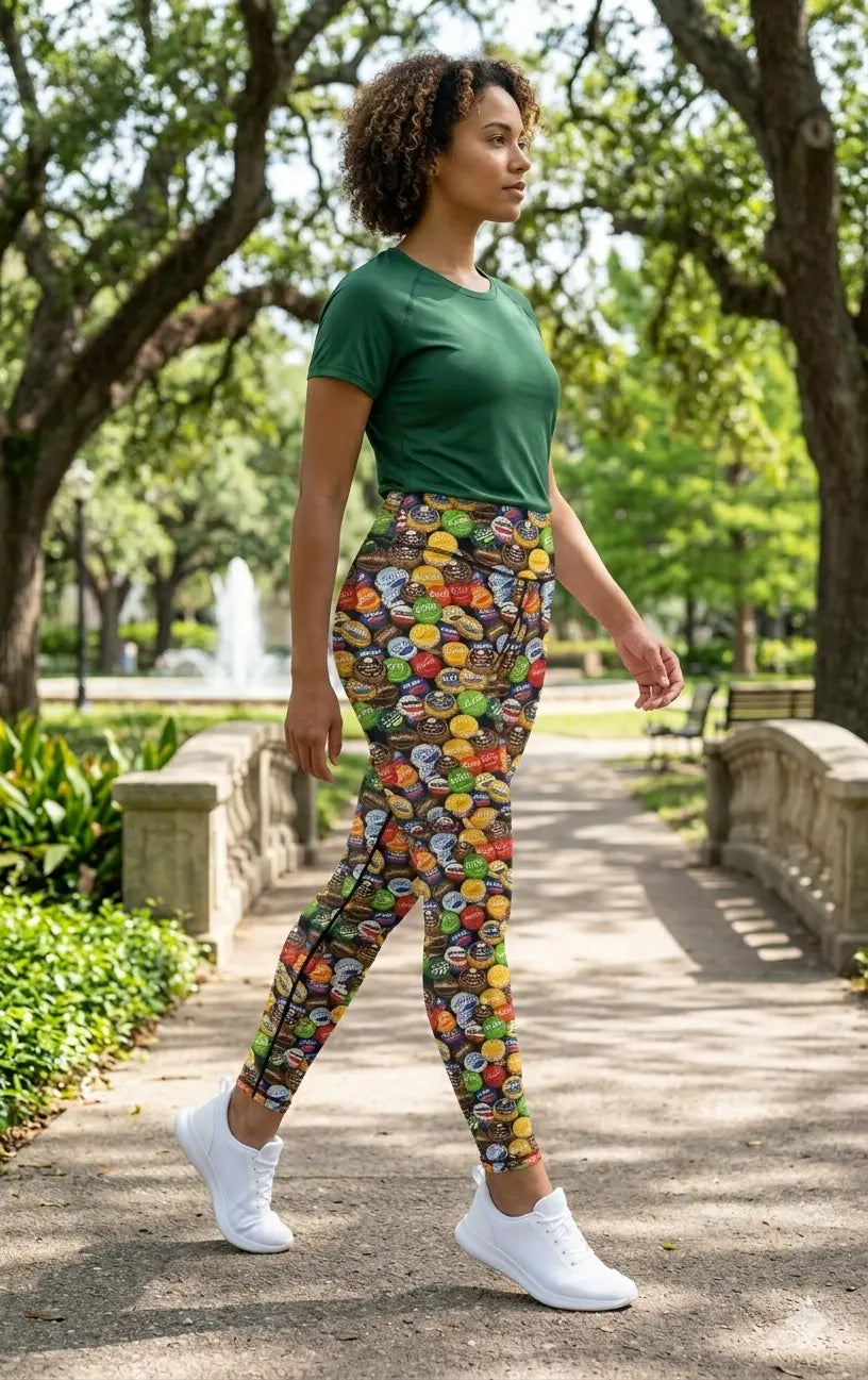 Vintage Bottle Cap Leggings: Gothic Yoga Pants, Gym Workout Clothes