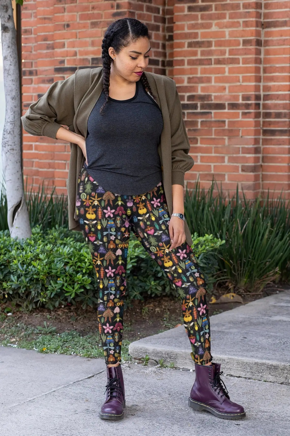 Bug Floral Leggings: Flower Print Yoga Pants, Fitness Apparel