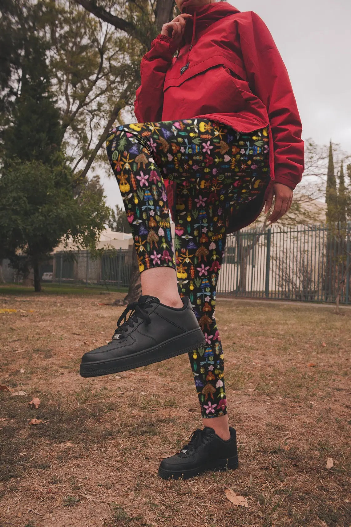 Bug Floral Leggings: Flower Print Yoga Pants, Fitness Apparel