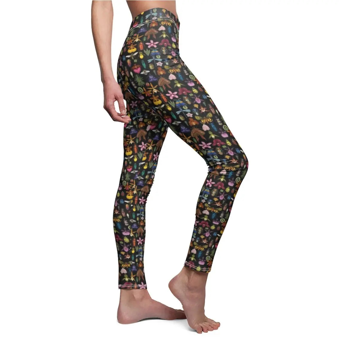 Bug Floral Leggings: Flower Print Yoga Pants, Fitness Apparel