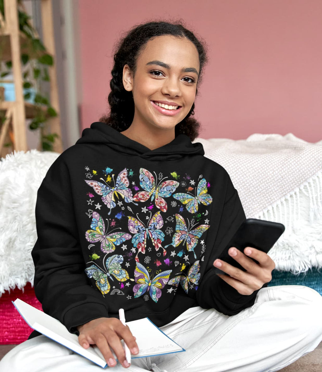 Mandala Butterfly Graphic Tee Shirt, Hoodie Sweatshirt