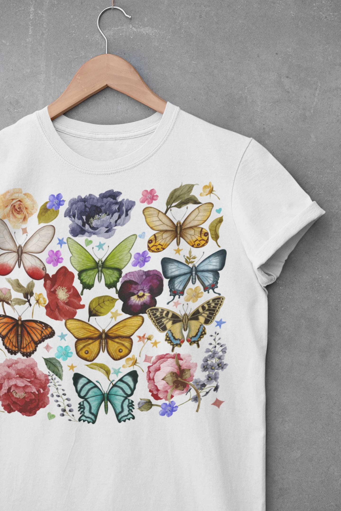 Floral Butterfly Graphic Tee Shirt, Hoodie Sweatshirt