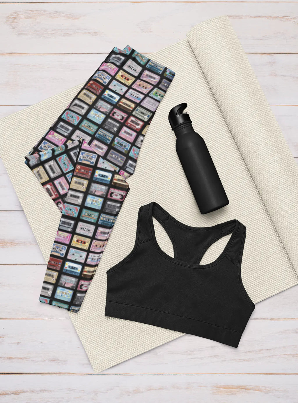 Retro Cassette Tape Leggings, Yoga Pants, Activewear for Women