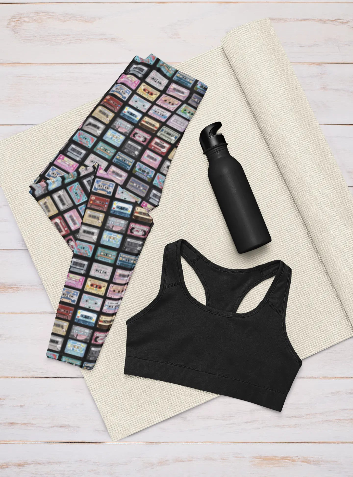 Retro Cassette Tape Leggings, Yoga Pants, Activewear for Women