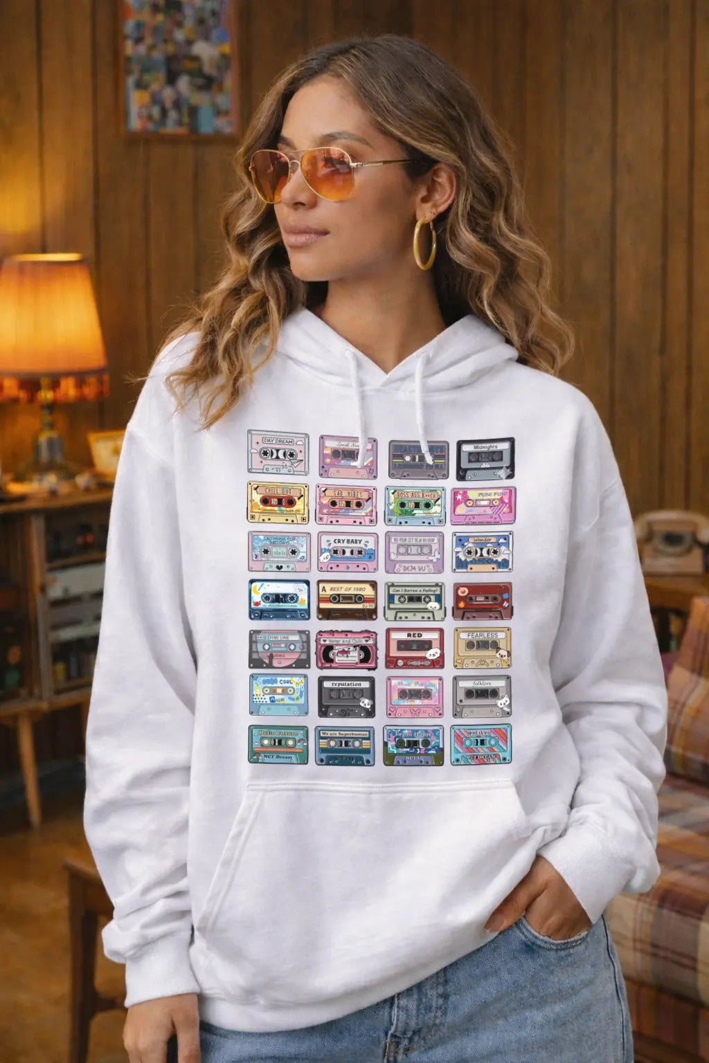 Retro Cassette Tape Graphic Tee Shirt, Hoodie Sweatshirt