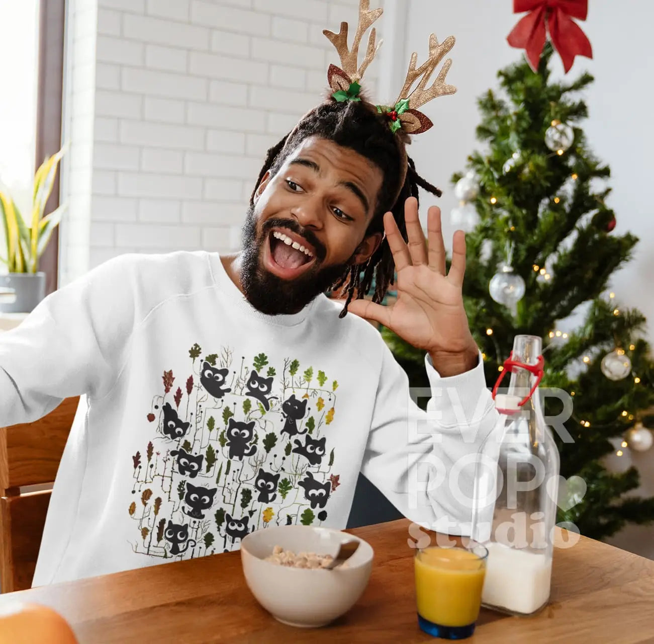 Cute Cat Tree Graphic Tee Shirt, Hoodie Sweatshirt