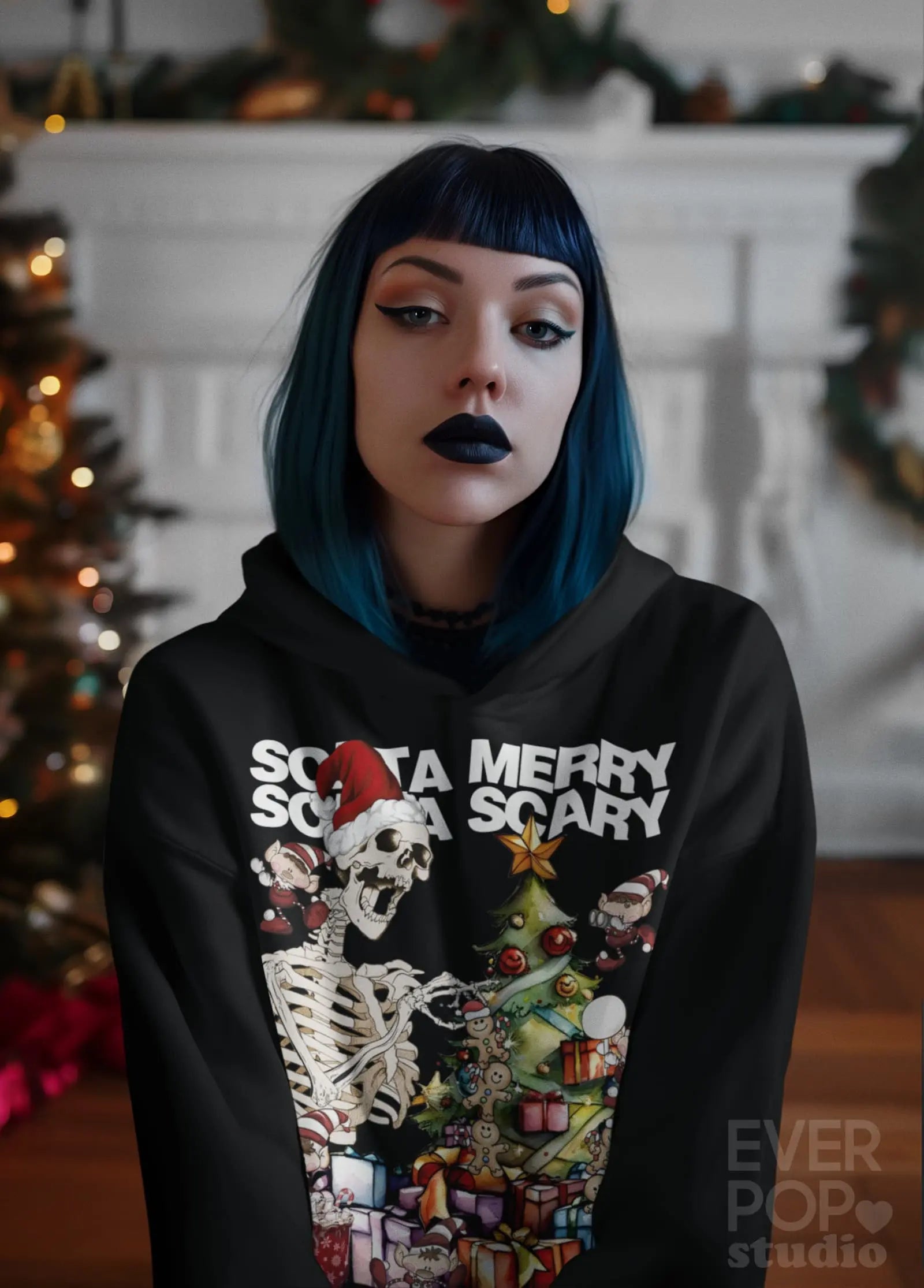 Sorta Merry Sorta Scary, Christmas Graphic Tee Shirt, Hoodie Sweatshirt