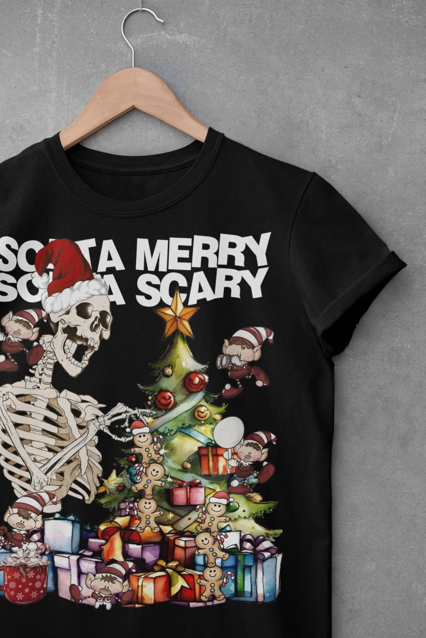 Sorta Merry Sorta Scary, Christmas Graphic Tee Shirt, Hoodie Sweatshirt