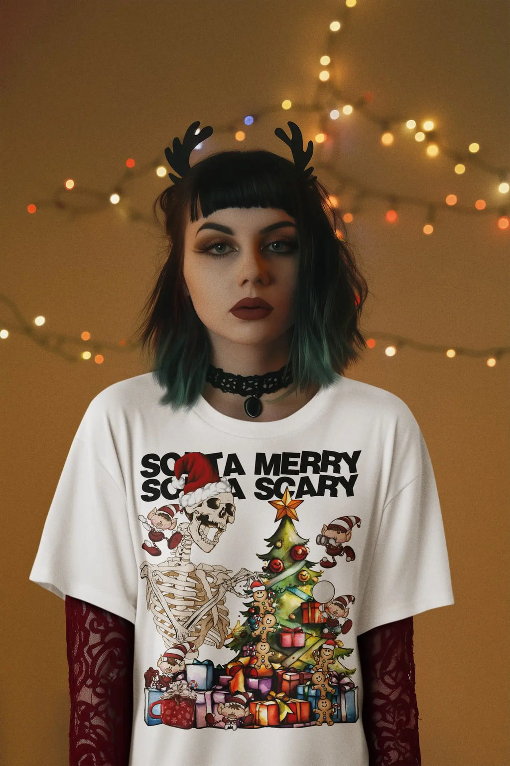 Sorta Merry Sorta Scary, Christmas Graphic Tee Shirt, Hoodie Sweatshirt