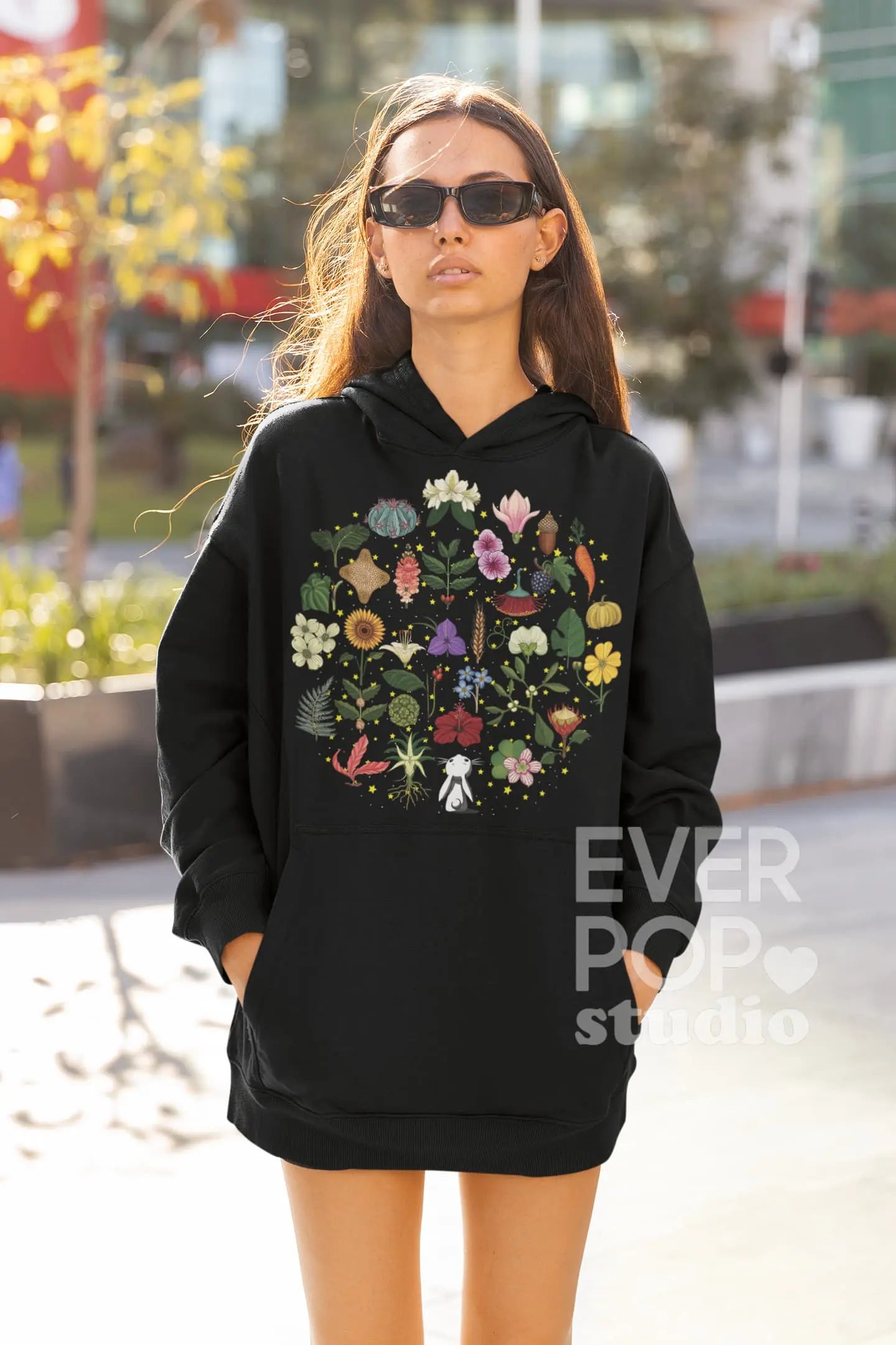 Cosmic Floral Graphic Tee Shirt, Hoodie Sweatshirt