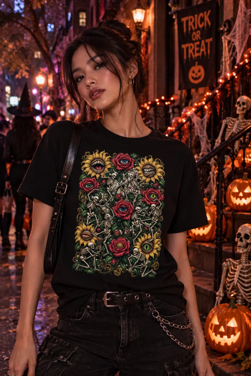 Halloween Dancing Skeletons Graphic Tee Shirt, Hoodie Sweatshirt
