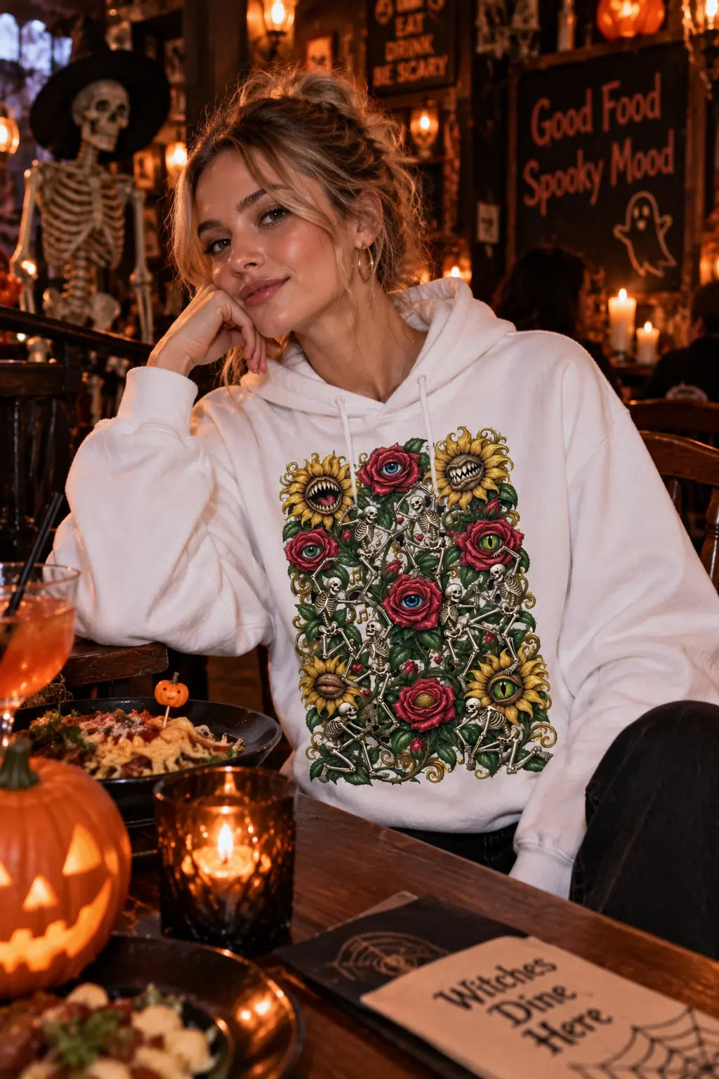 Halloween Dancing Skeletons Graphic Tee Shirt, Hoodie Sweatshirt