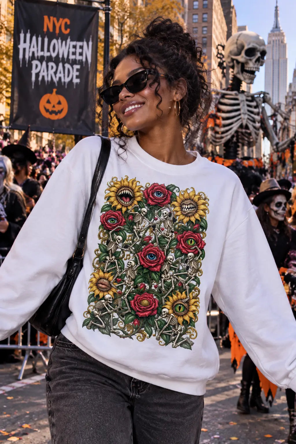 Halloween Dancing Skeletons Graphic Tee Shirt, Hoodie Sweatshirt