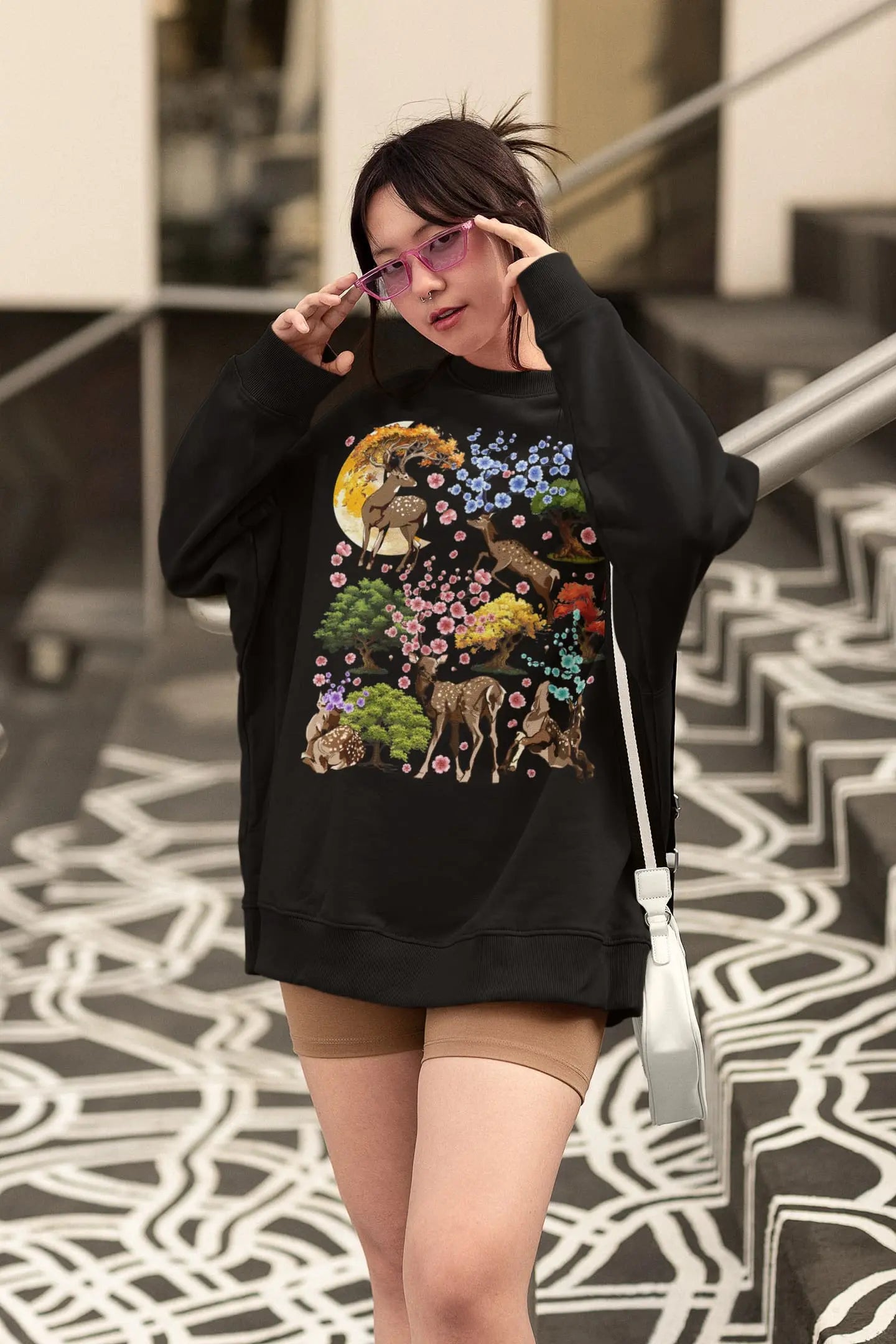 Japanese Deer Graphic Tee Shirt, Hoodie Sweatshirt