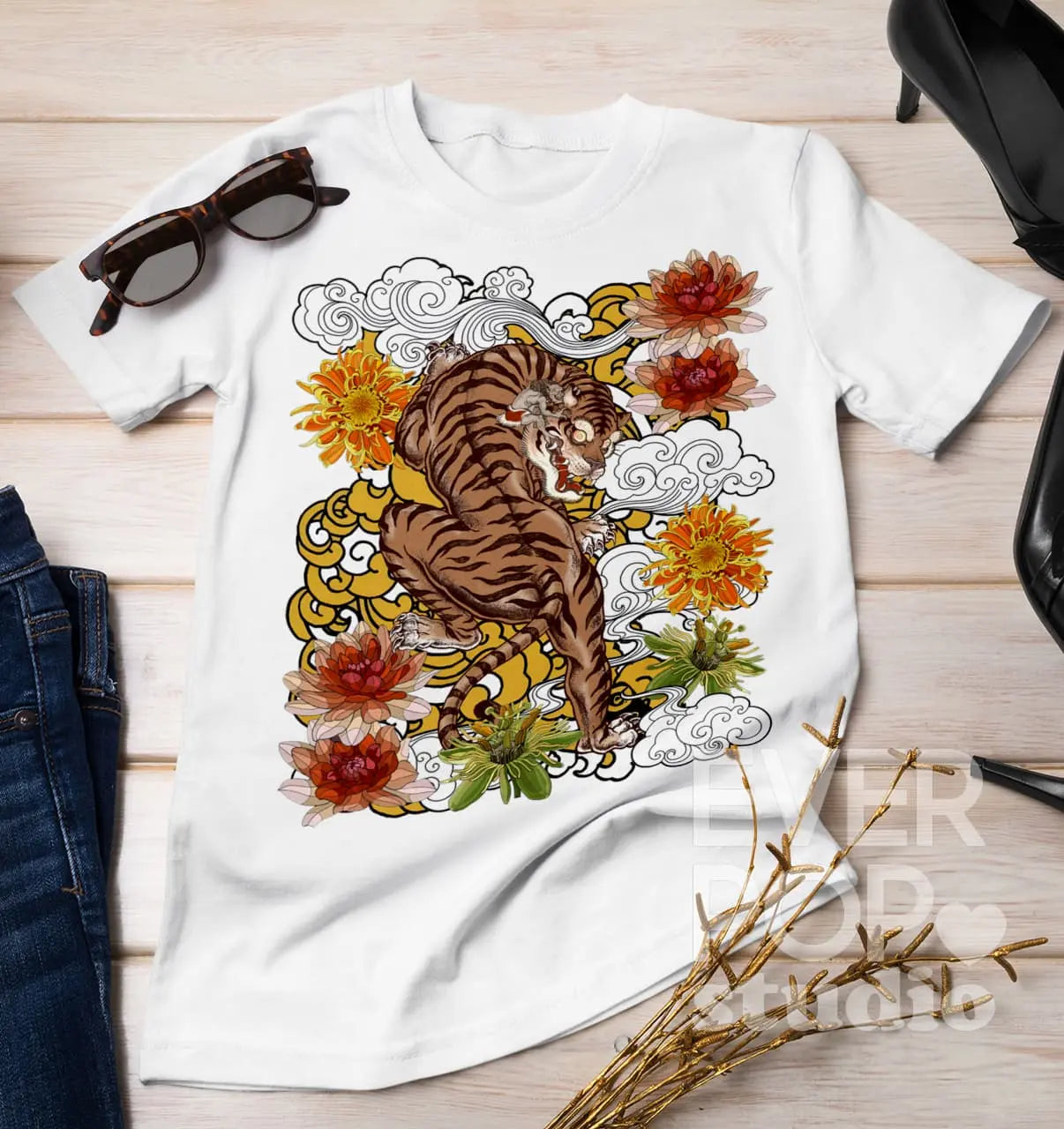 Devil Tiger Graphic Tee Shirt, Hoodie Sweatshirt