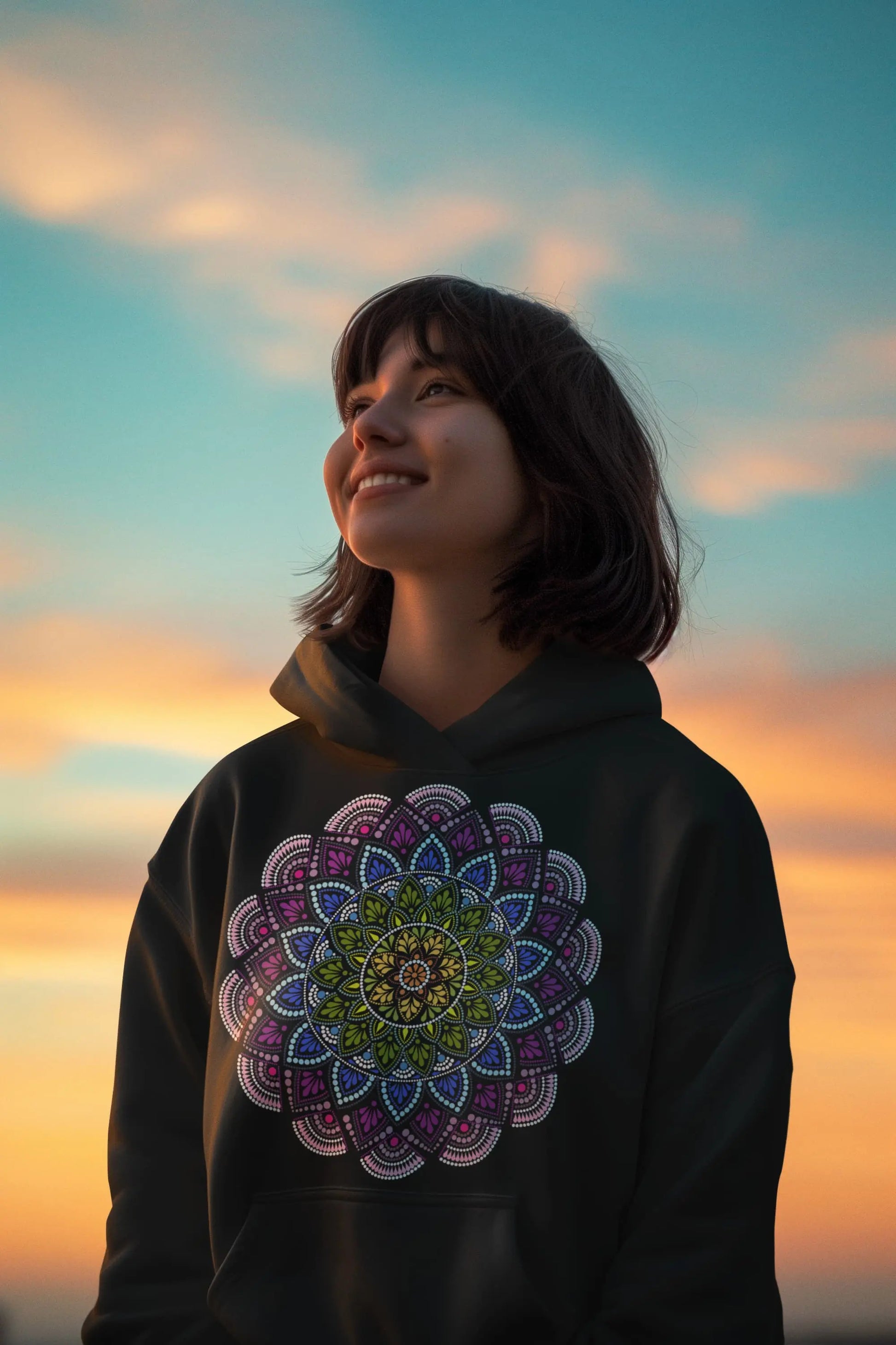 Colorful Dot Mandala Graphic Tee Shirt, Hoodie Sweatshirt