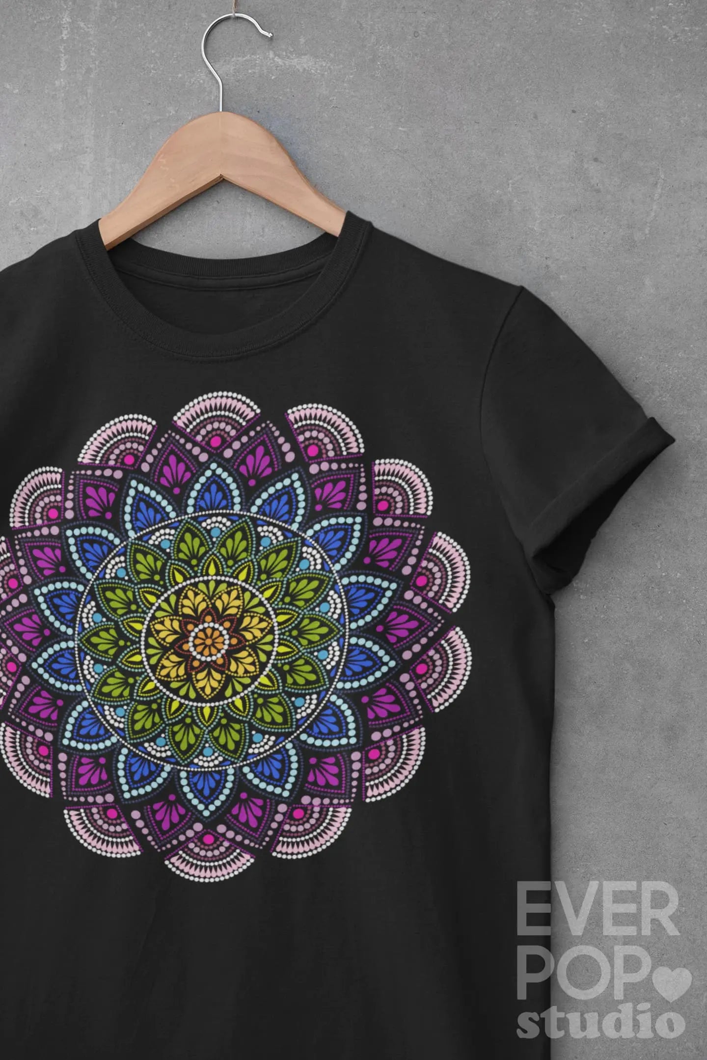 Colorful Dot Mandala Graphic Tee Shirt, Hoodie Sweatshirt