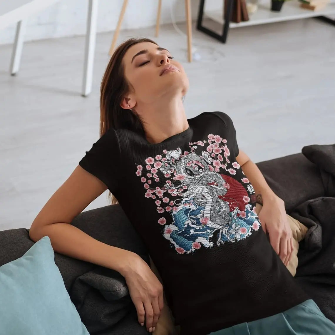 Cherry Blossom Dragon Graphic Tee Shirt, Hoodie Sweatshirt