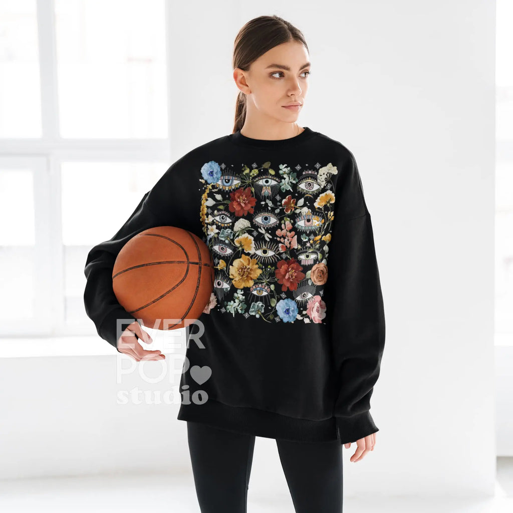 Evil Eye Floral Graphic Tee Shirt, Hoodie Sweatshirt