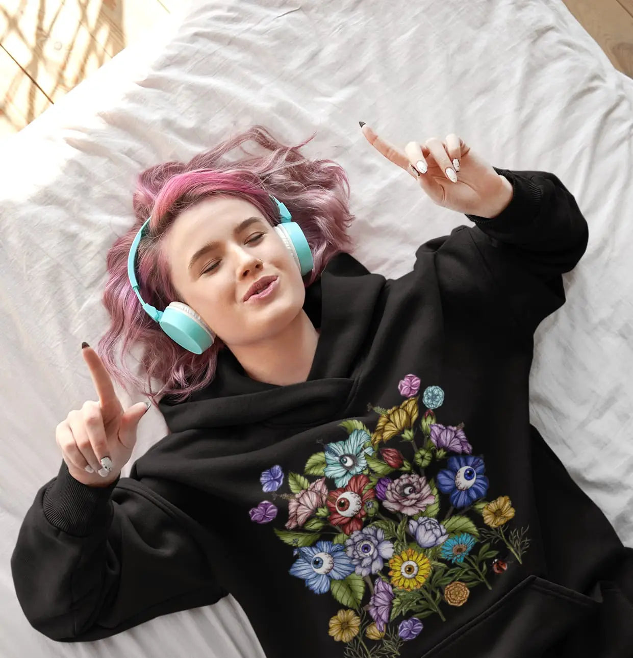 Floral Evil Eye Graphic Tee Shirt, Hoodie Sweatshirt