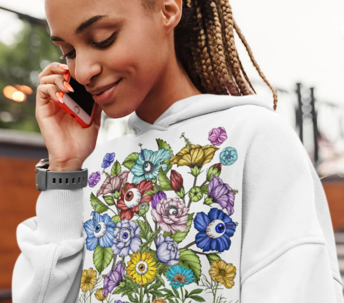 Floral Evil Eye Graphic Tee Shirt, Hoodie Sweatshirt
