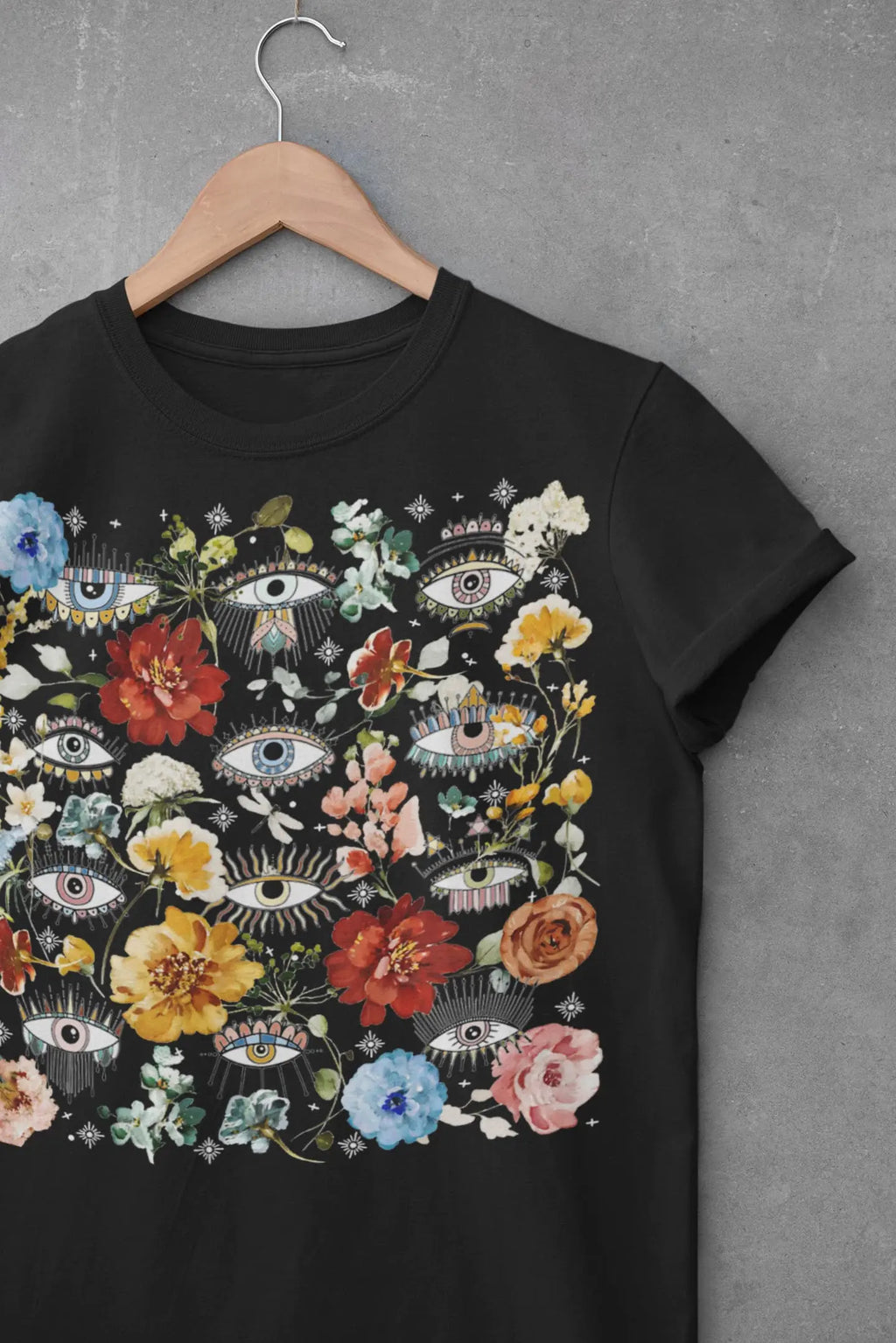 Evil Eye Floral Graphic Tee Shirt, Hoodie Sweatshirt