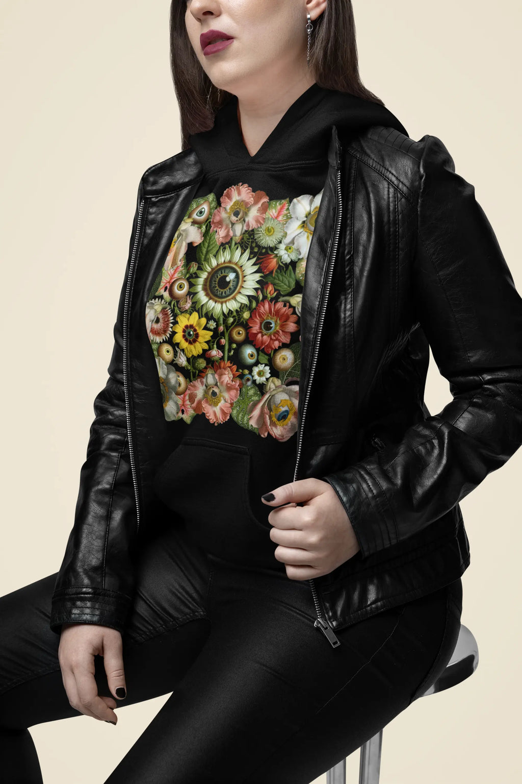 All-Seeing Garden, Surreal Floral Eye Graphic Tee Shirt, Hoodie Sweatshirt