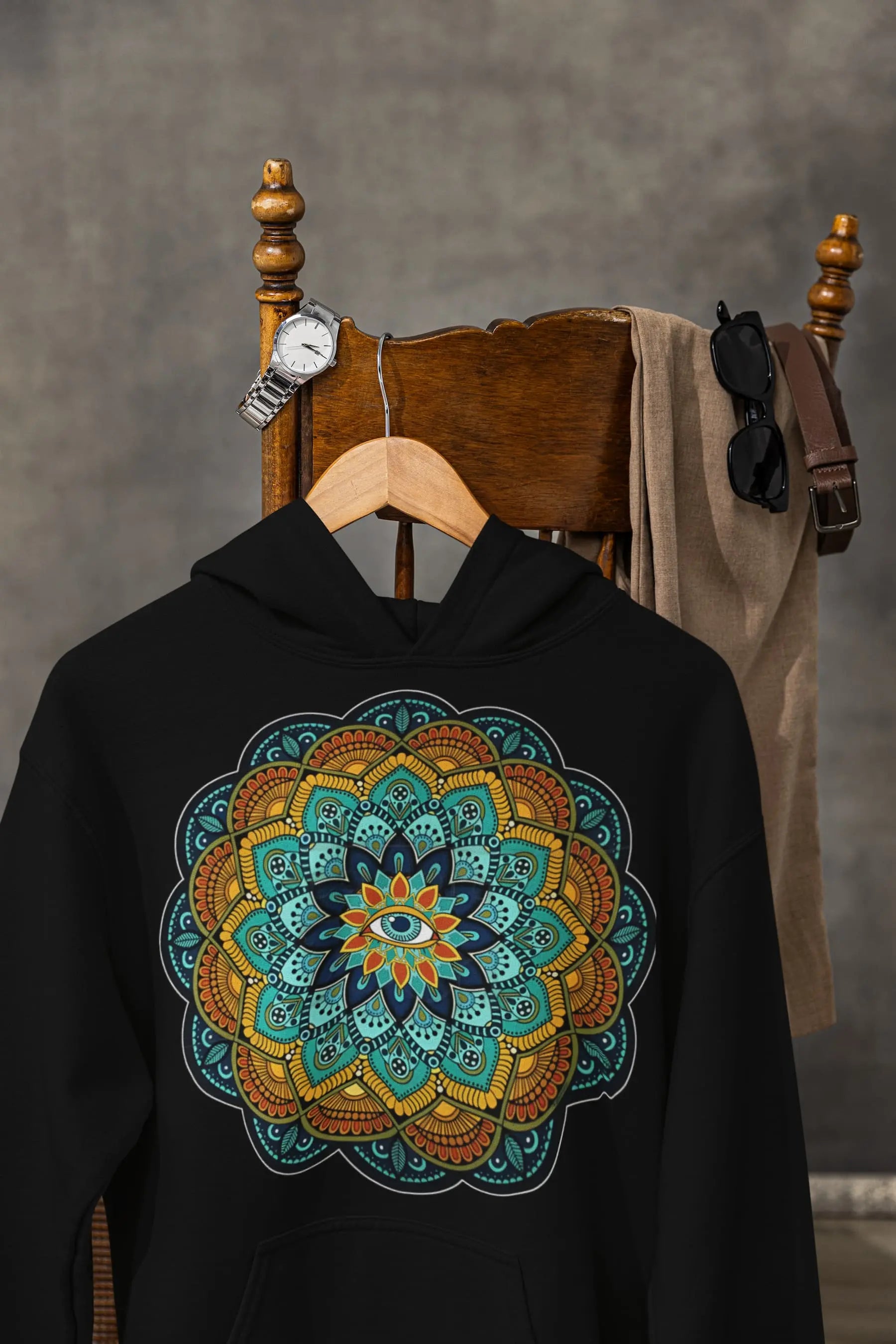 Eye Teal Mandala Graphic Tee Shirt, Hoodie Sweatshirt