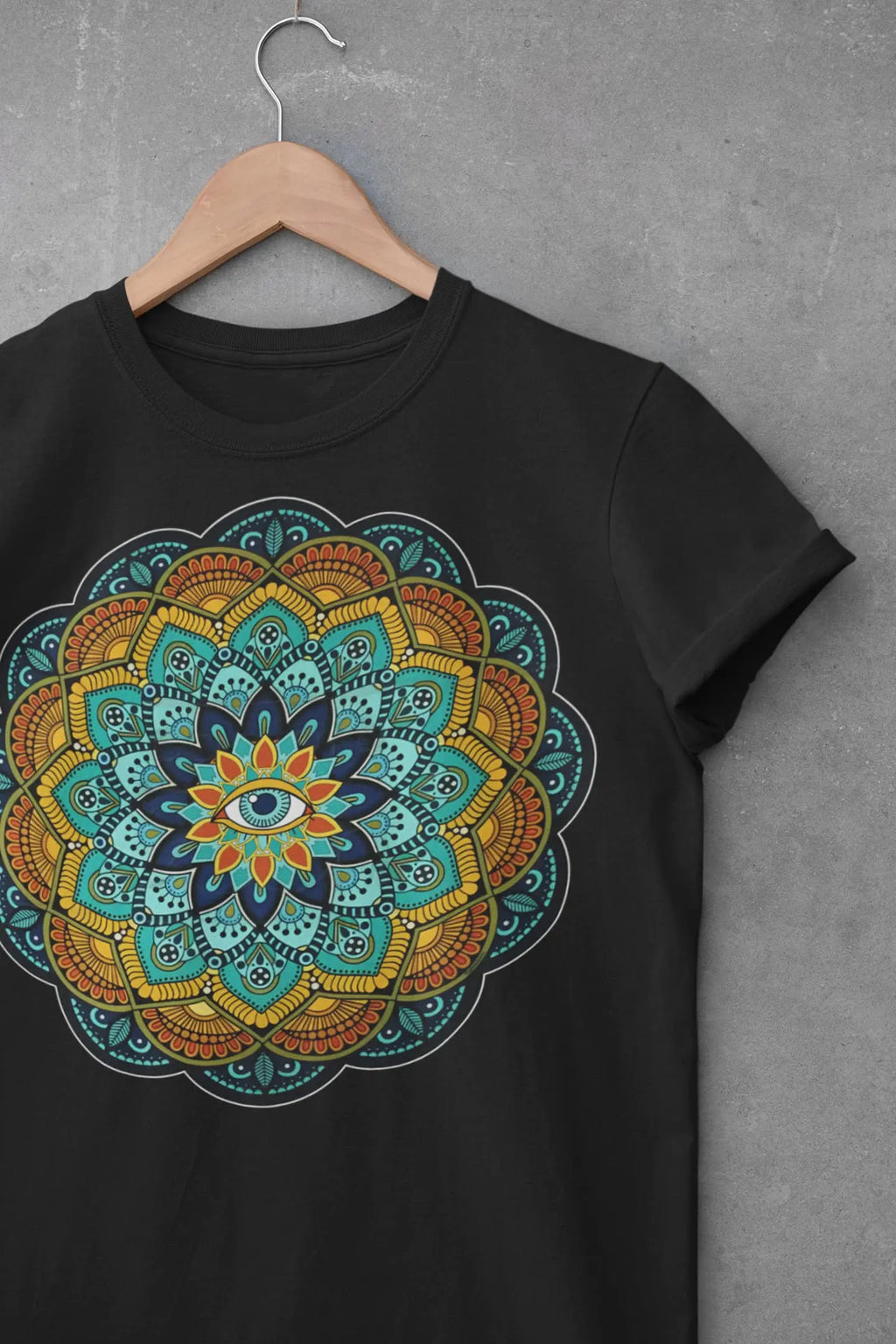 Eye Teal Mandala Graphic Tee Shirt, Hoodie Sweatshirt