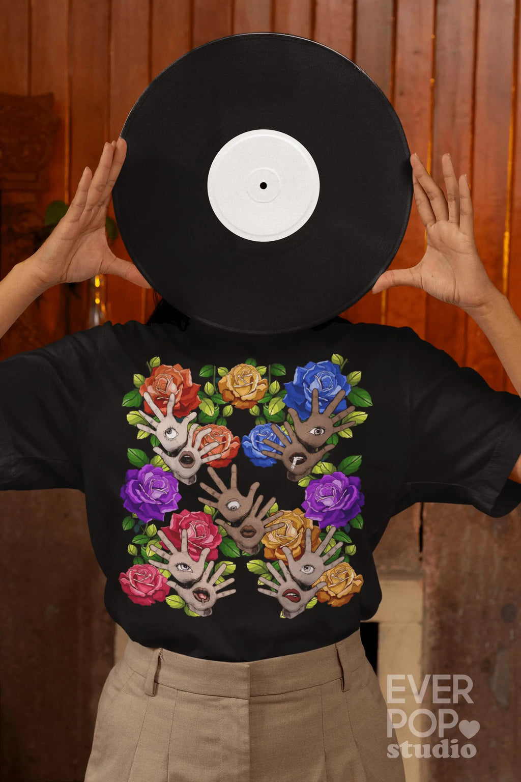 Hamsa Hand Rose Graphic Tee Shirt, Hoodie Sweatshirt