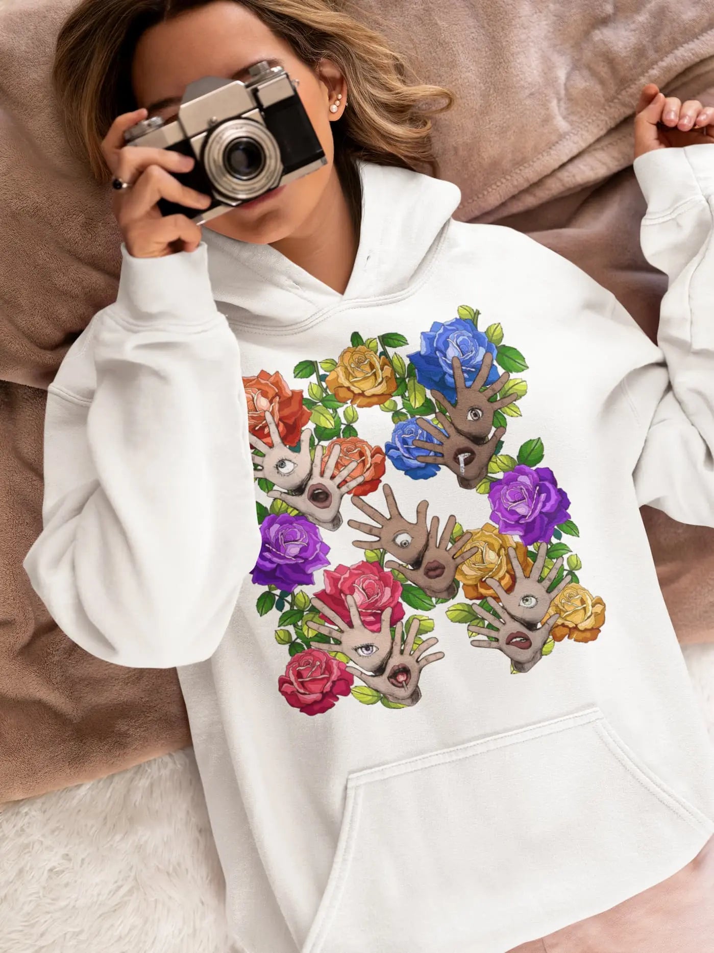 Hamsa Hand Rose Graphic Tee Shirt, Hoodie Sweatshirt