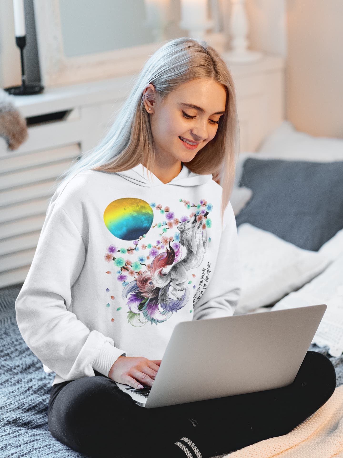 Japanese Nine Tailed Fox Graphic Tee Shirt, Hoodie Sweatshirt